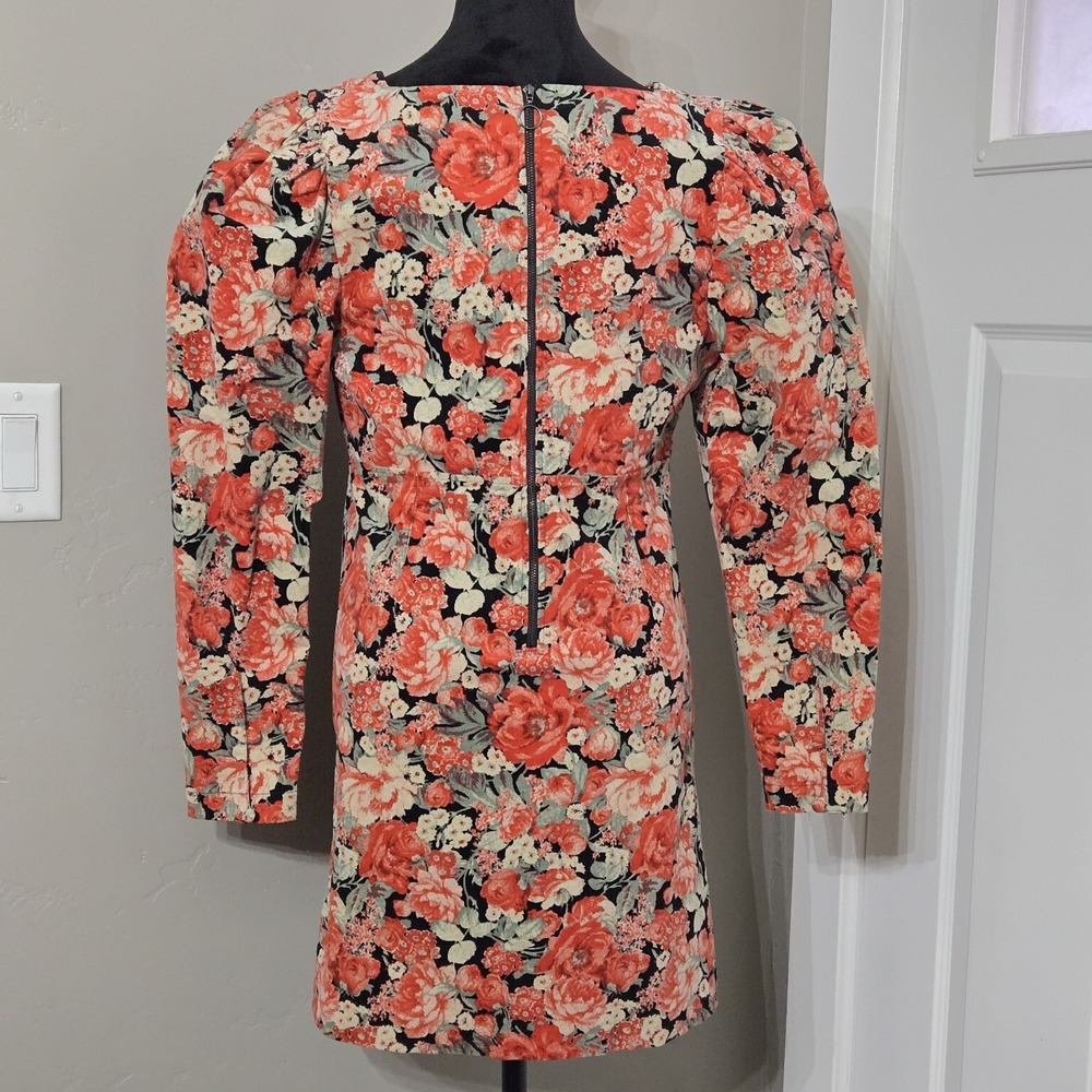 Free People Kapowski Floral Mini Dress Sz 8 Black Red Boho Romantic Cottagecore - Picture 9 of 16